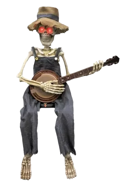 Skeleton Playing Banjo Halloween Decoration